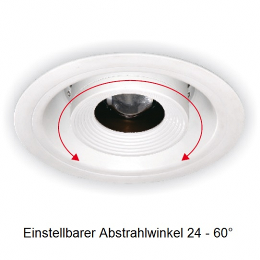 Deckeneinbaustrahler SPA-037KR, 15W, 24-60Â° inkl. Netzteil DIM