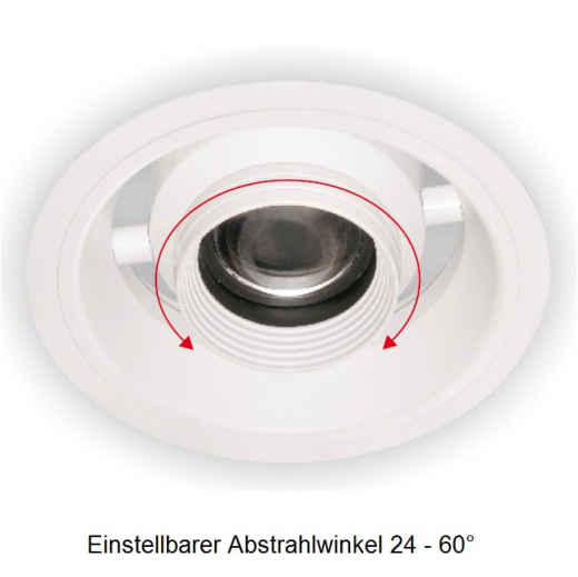 Deckeneinbaustrahler SPA-039KR, 70W, 24-60Â° inkl. Netzteil NO D